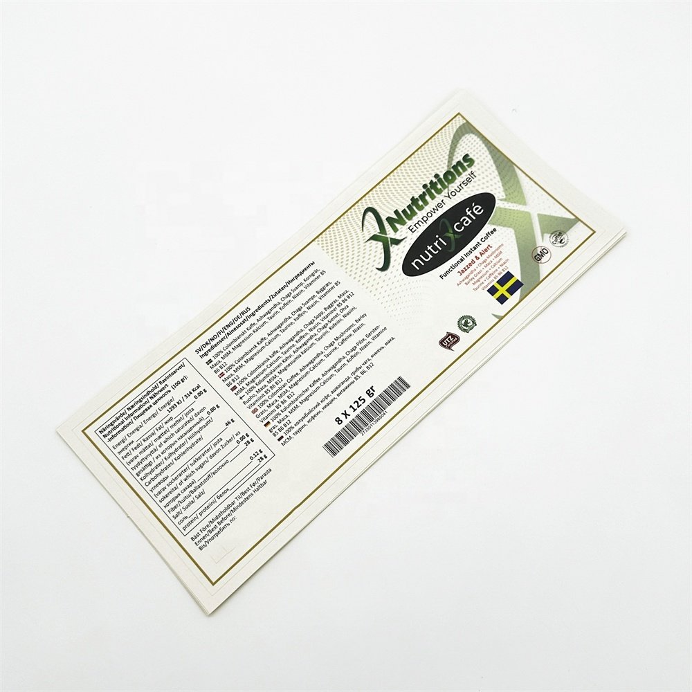 Custom Private Water Resistant Printing Roll Healthcare Supplement Label Sport Nutrition Label Sticker
