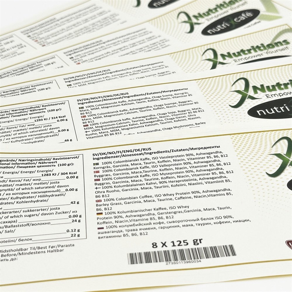 Custom Private Water Resistant Printing Roll Healthcare Supplement Label Sport Nutrition Label Sticker