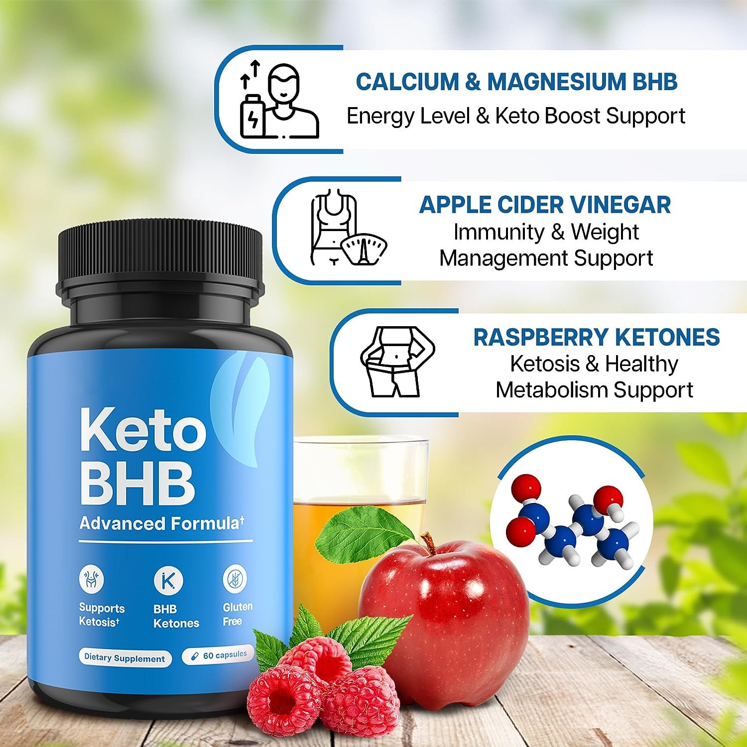 Healthcare Supplements Keto Capsule 60 Pieces Burns Fat Provides Energy Strengthens Immunity Deep Sleep Support