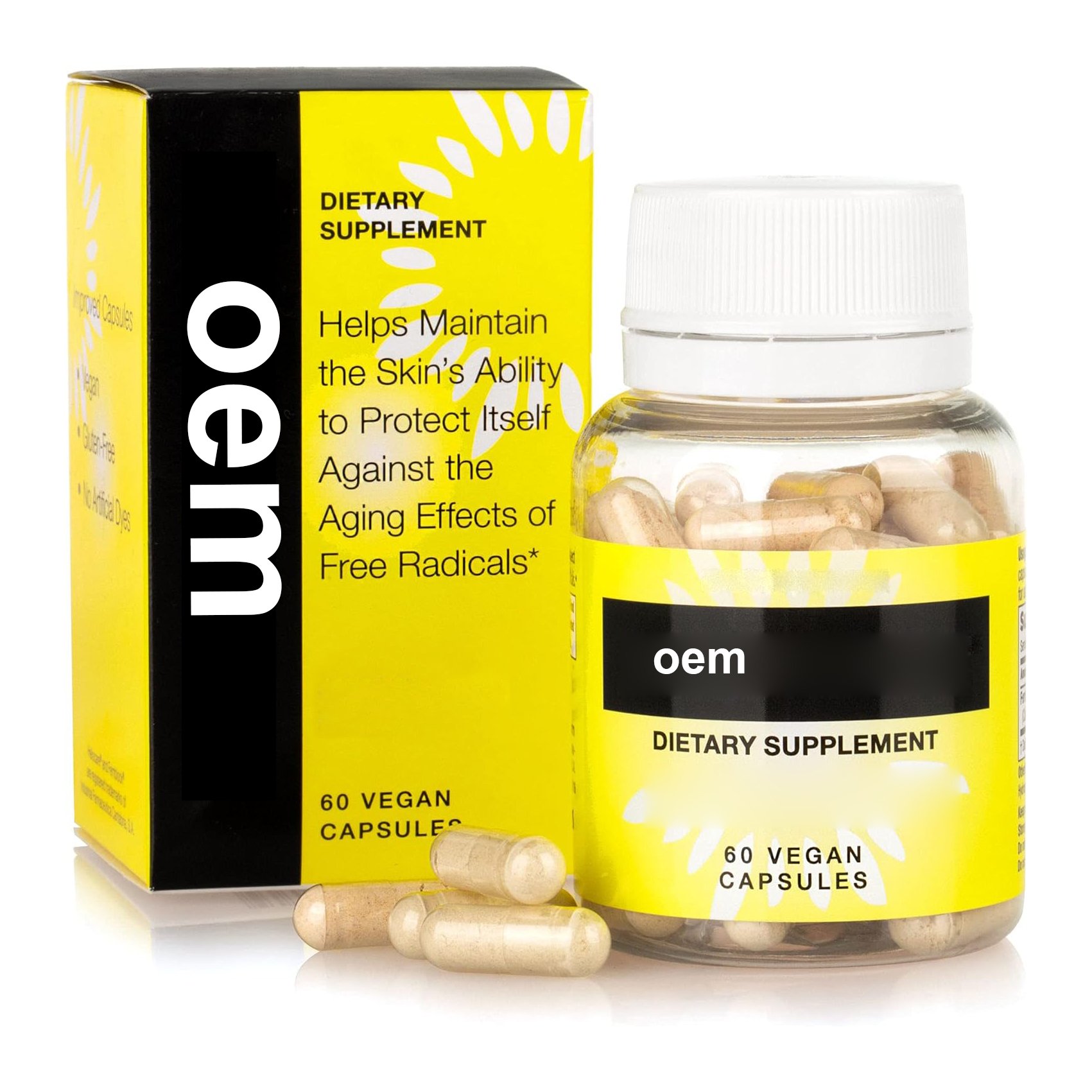 Brand OEM | Healthcare Skin Care Dietary Supplement 240mg Herbal Extract Pills Antioxidant Rich Formula with 60 Veggie Capsules
