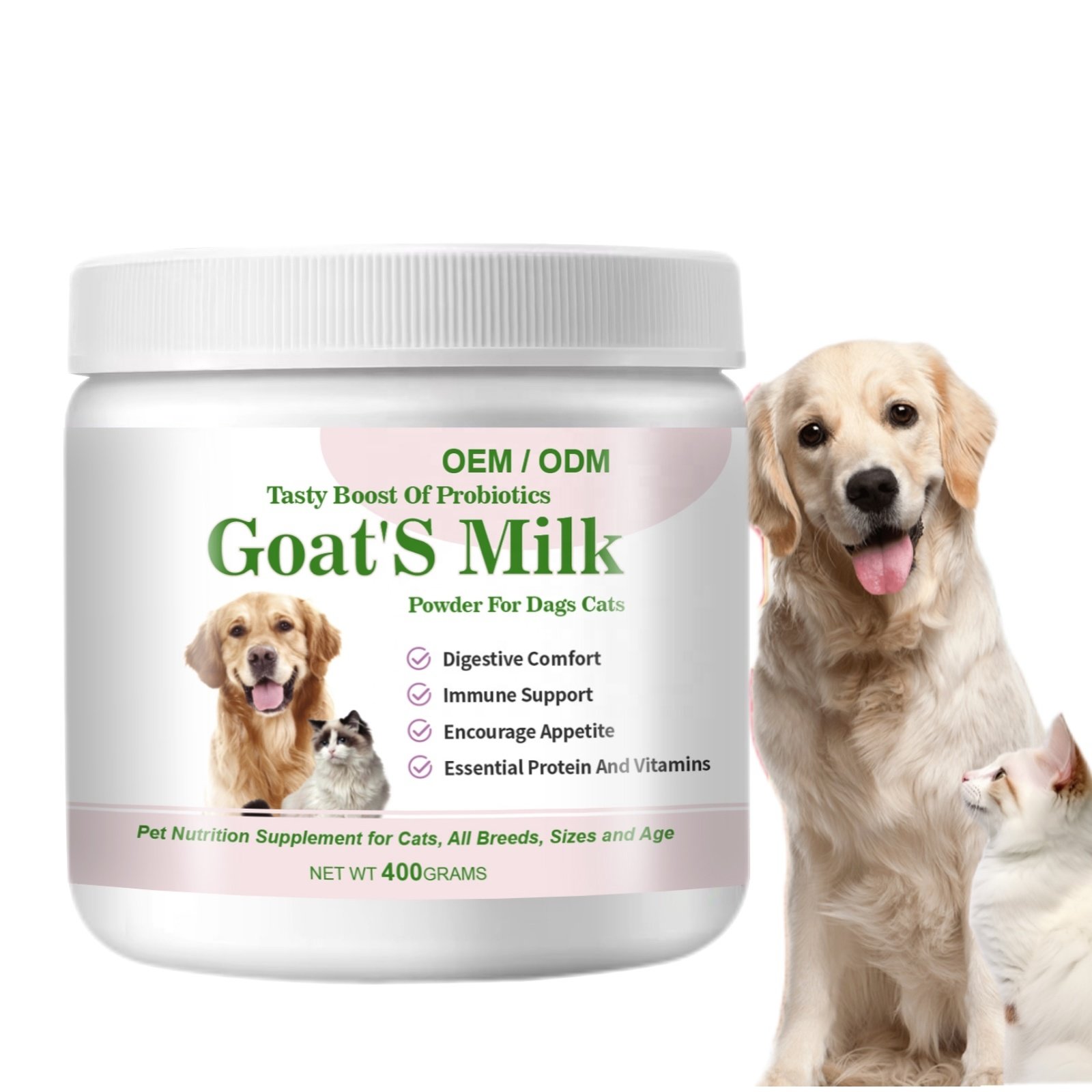 Pet Nutritional Supplement Goat's Milk With Nutritional Yeast for Cats and Dog Allergy & Immunity Aid