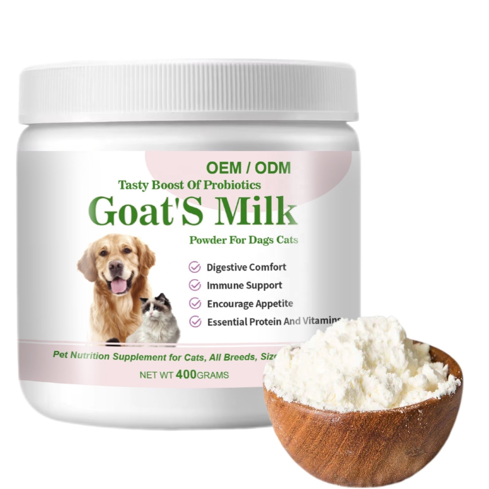 Pet Nutritional Supplement Goat's Milk With Nutritional Yeast for Cats and Dog Allergy & Immunity Aid