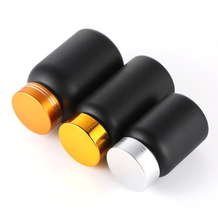 Wholesale 80ml 100ml 120ml 150ml Healthcare Black Medicine Bottle Empty Supplement Capsule Bottle with Black Lid