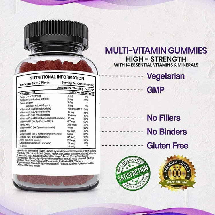 OEM Healthcare supplements Best Vegetarian Multivitamin Gummies for women men