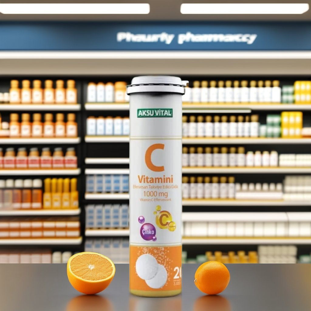 Aksuvital Effervescent Tablet High Quality Vitamin C with Zinc Supplement from Turkey Natural Healthcare 20pcs Best Price