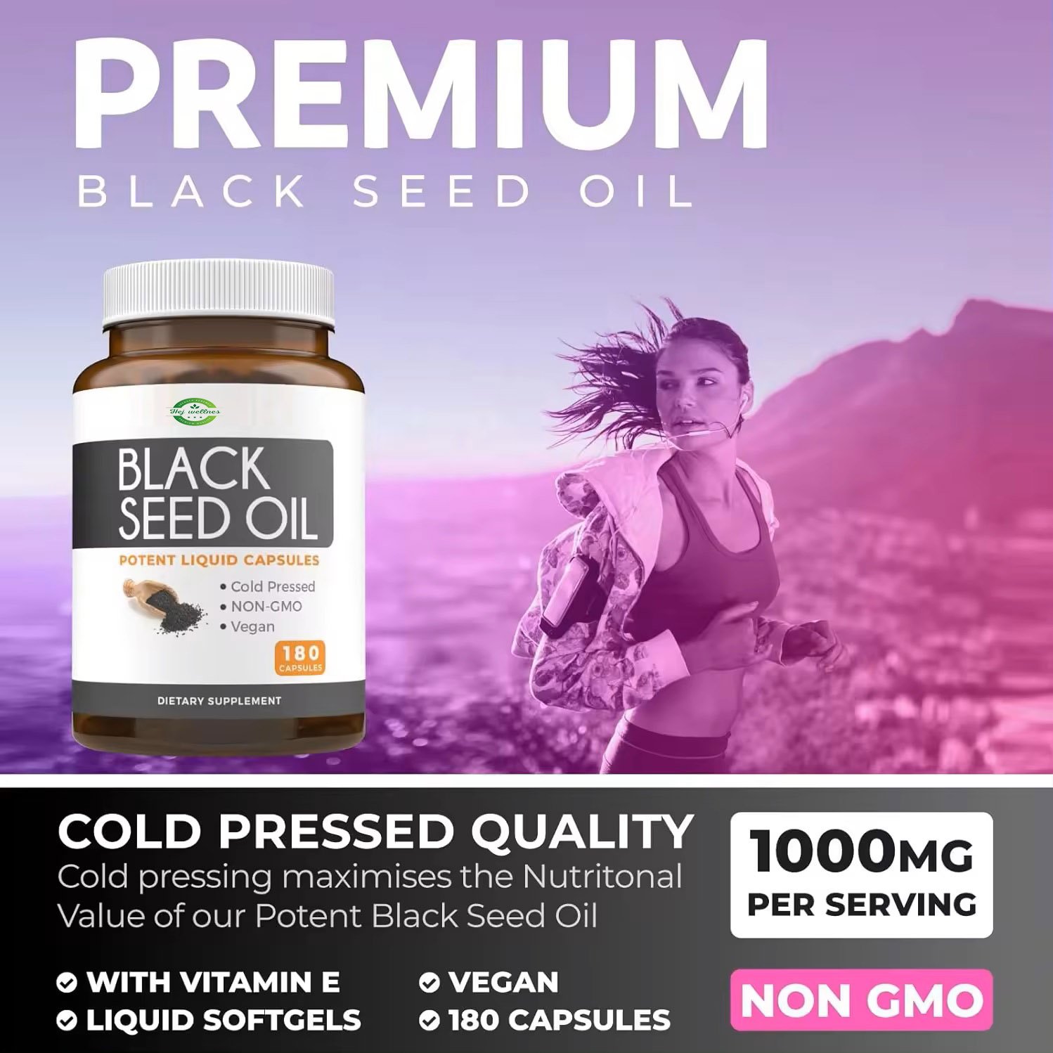 Herbal Supplements Black Seed Oil Softgel Capsules Skin Health Pure Black Cumin Seed Oil with Vitamin E Softgel Gel Capsule