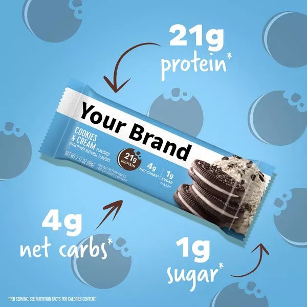 Protein Bar Private Label with cookie and cream Energy Bars with Organic Oats Plant Based Food-Vegetarian OEM