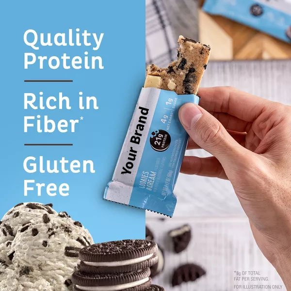 Protein Bar Private Label with cookie and cream Energy Bars with Organic Oats Plant Based Food-Vegetarian OEM
