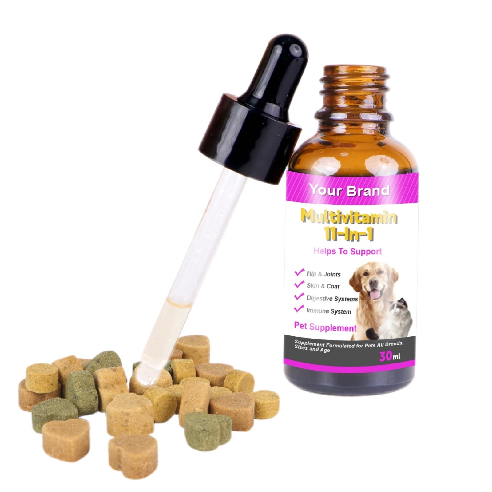 Private Label Liquid Multivitamin 11 In 1 Multivitamin Drops Vitamins Supplements For Dogs