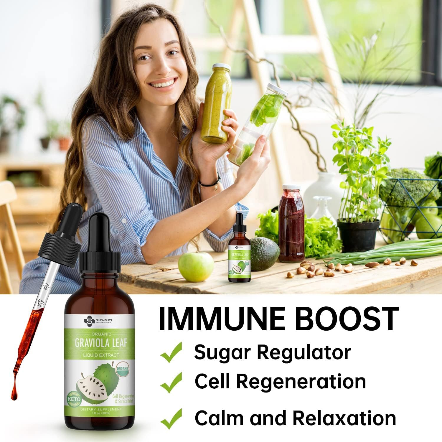 OEM Healthcare Dietary Supplement 30ml 60ml Graciola Leaf Extract Immune Drops