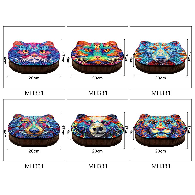 Rhinestones Diamond Painting Wooden Box Colorful Animals Pattern DIY Bright Diamonds Gifts Diamond Painting Storage Box