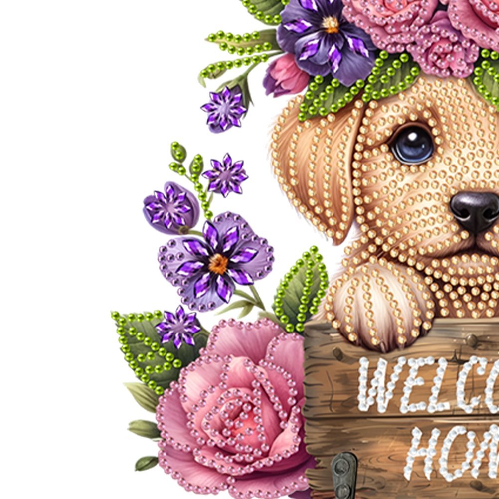 Diamond dot Wooden Dog 5D DIY Craft Wall Hooks