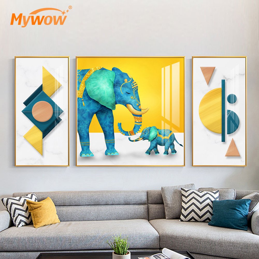 Custom Modern Designs Luxury Canvas Artwork Paintings 3D Crystal Porcelain Painting Wall Art
