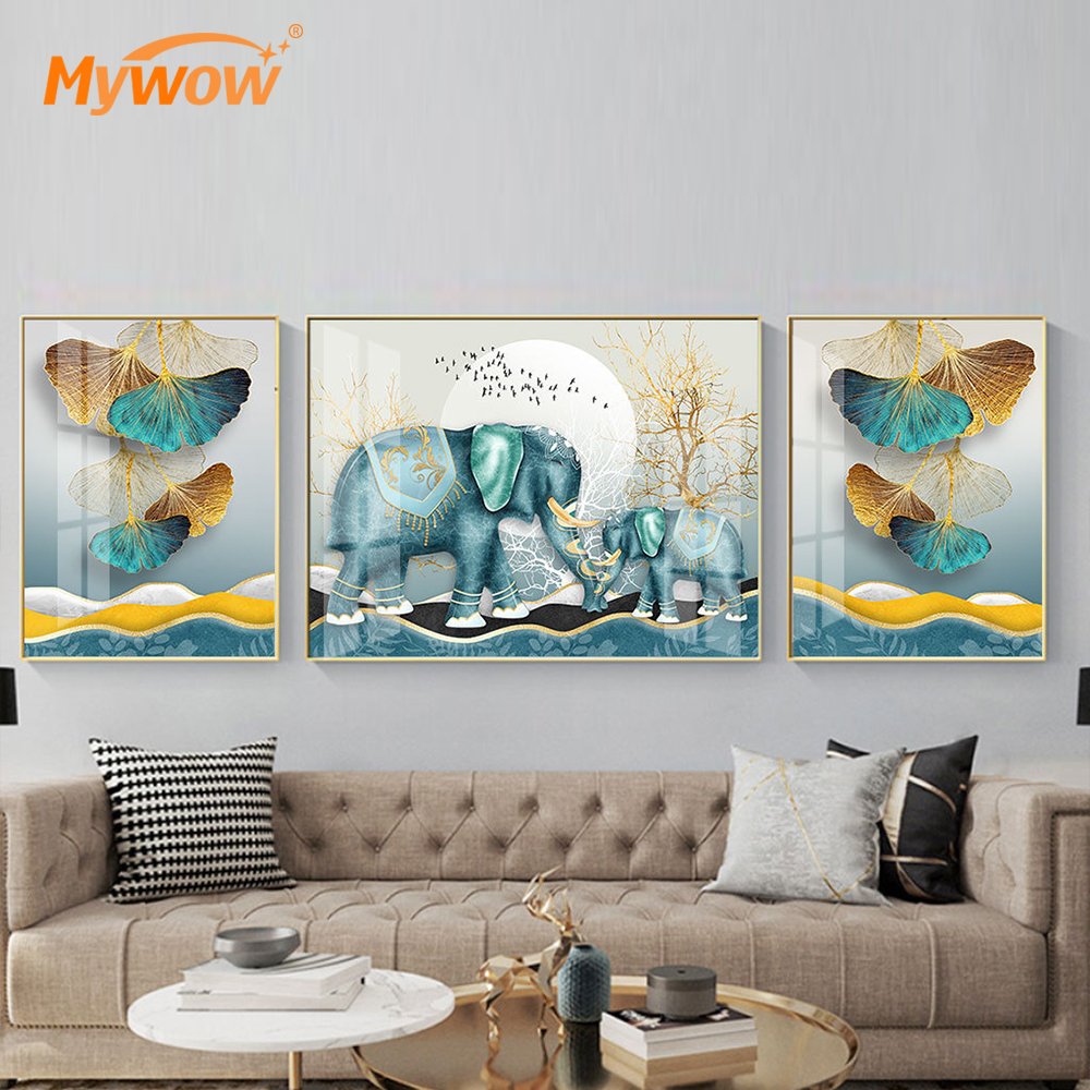 Custom Modern Designs Luxury Canvas Artwork Paintings 3D Crystal Porcelain Painting Wall Art