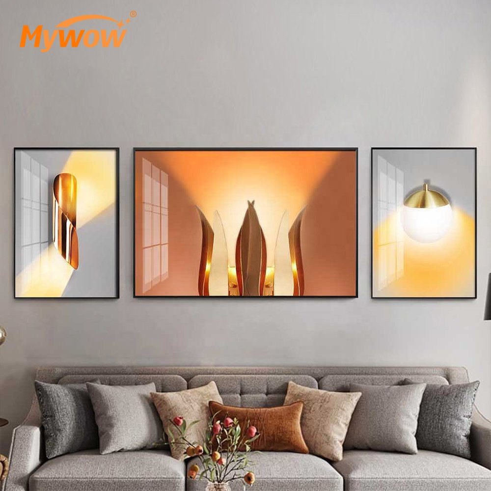 Custom Modern Designs Luxury Canvas Artwork Paintings 3D Crystal Porcelain Painting Wall Art