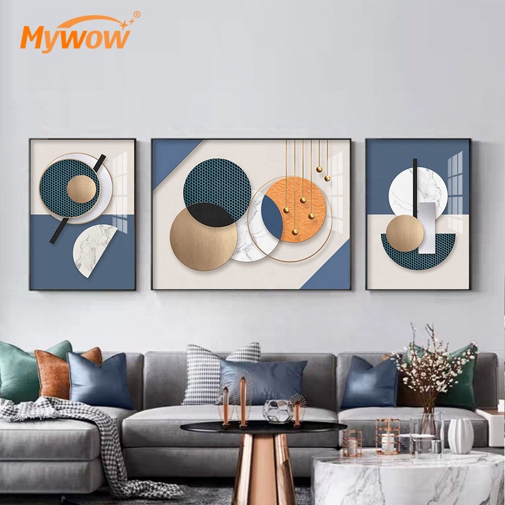 Custom Modern Designs Luxury Canvas Artwork Paintings 3D Crystal Porcelain Painting Wall Art