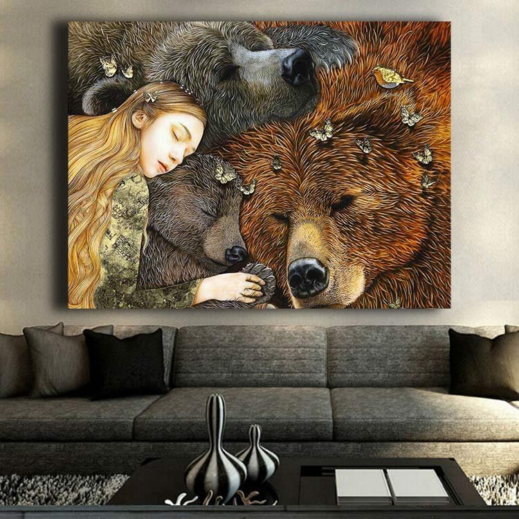 Ever Moment Diamond Painting Art Collection Gift Girl Wild Animal Brown Bear Lion Leopard Cross Stitch 5D 3F2653