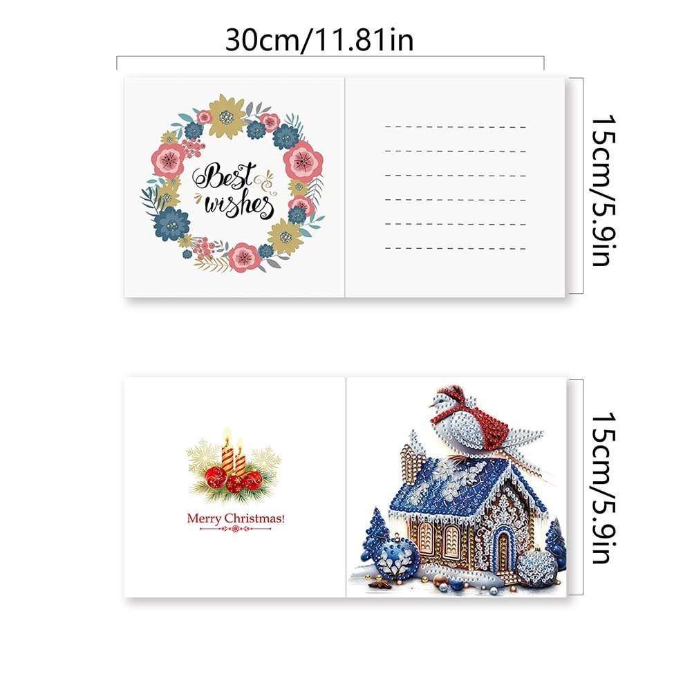 6Pcs Christmas White Pigeon Snowman 5D DIY Craft Greeting Card