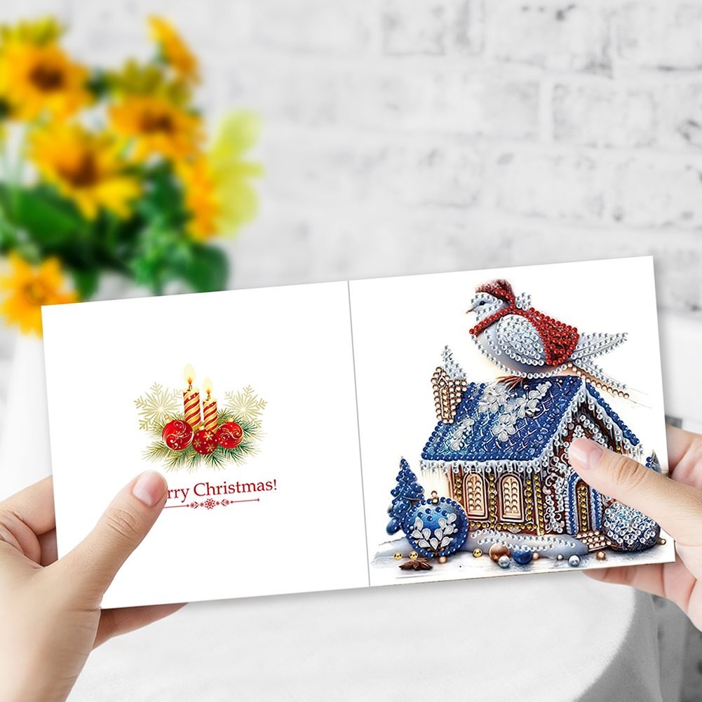 6Pcs Christmas White Pigeon Snowman 5D DIY Craft Greeting Card
