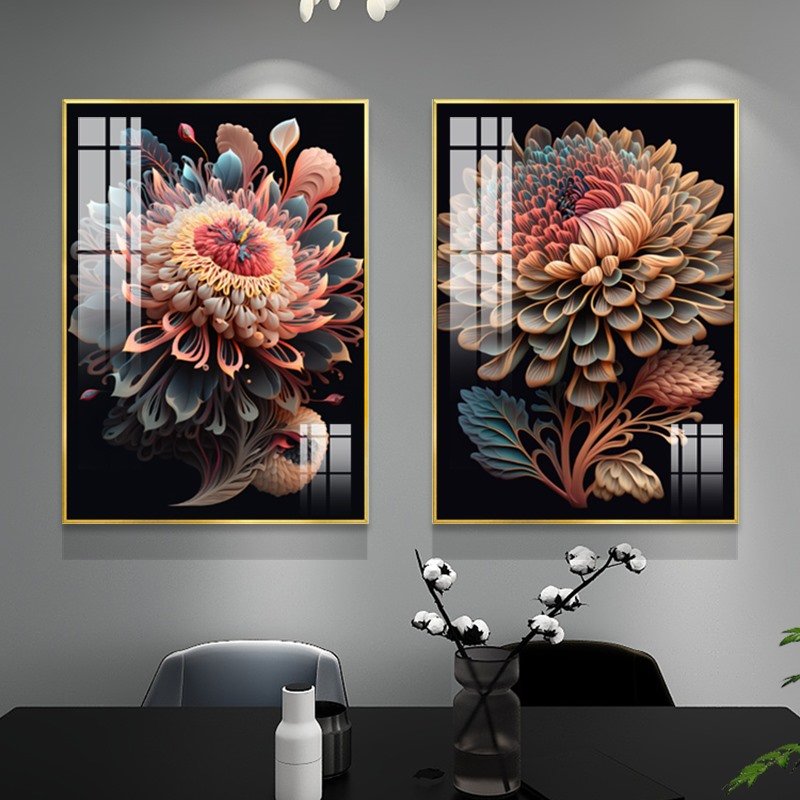 Home Decor Abstract Luxury flower Poster Canvas living room decorative diamond luxury wall art porcelain paintings