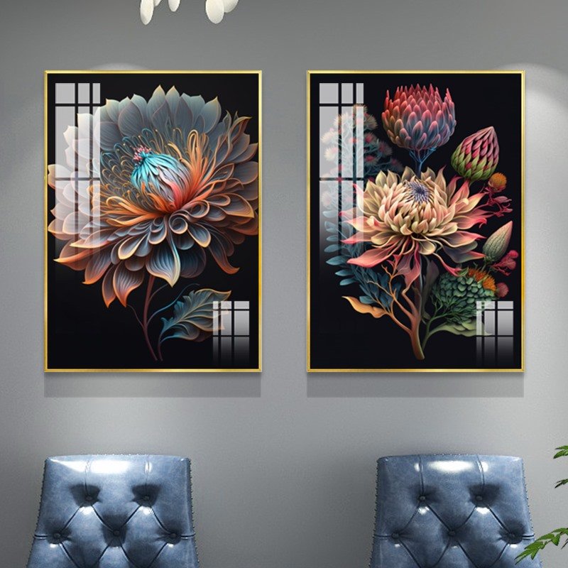 Home Decor Abstract Luxury flower Poster Canvas living room decorative diamond luxury wall art porcelain paintings