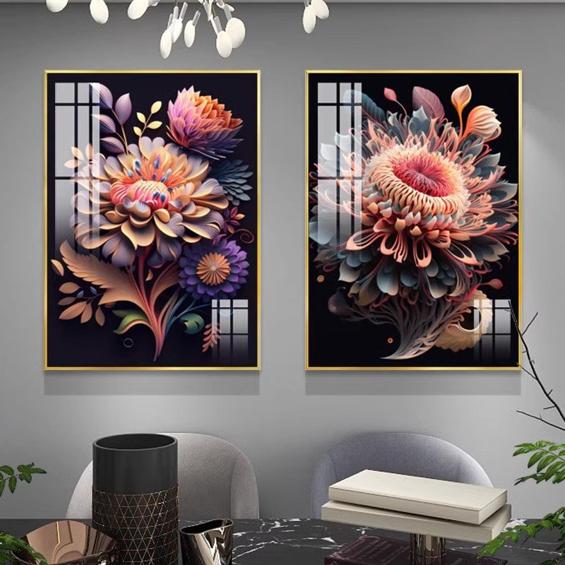 Home Decor Abstract Luxury flower Poster Canvas living room decorative diamond luxury wall art porcelain paintings