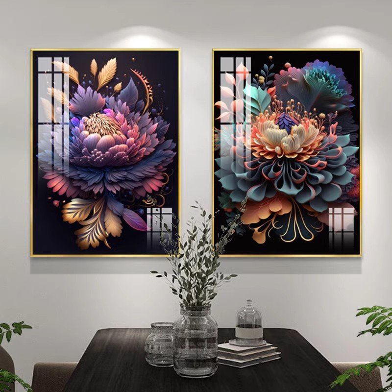 Home Decor Abstract Luxury flower Poster Canvas living room decorative diamond luxury wall art porcelain paintings