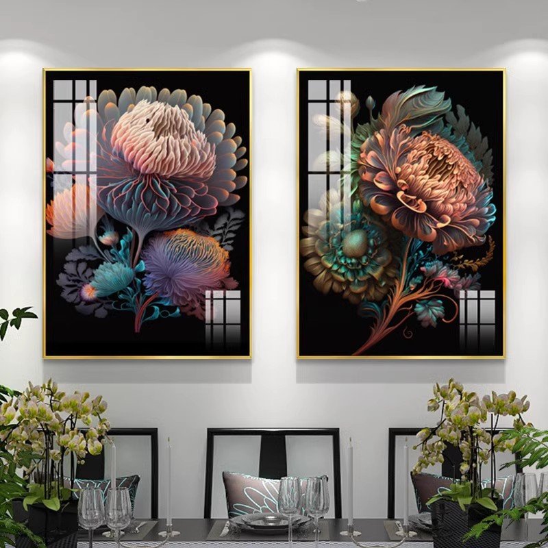Home Decor Abstract Luxury flower Poster Canvas living room decorative diamond luxury wall art porcelain paintings