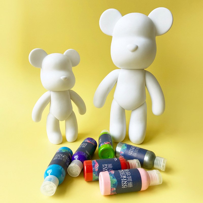 Fluid Bear set Handmade Diy Graffiti Bearbrick Statue Manual Parent-child Toys Fluid Painting Violent Bear Sculpture Home Decor