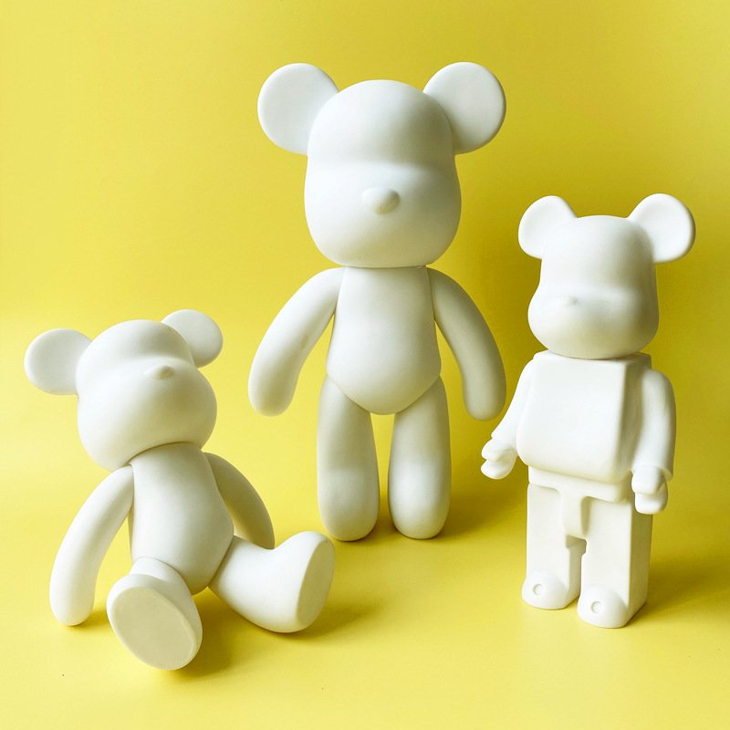 Fluid Bear set Handmade Diy Graffiti Bearbrick Statue Manual Parent-child Toys Fluid Painting Violent Bear Sculpture Home Decor