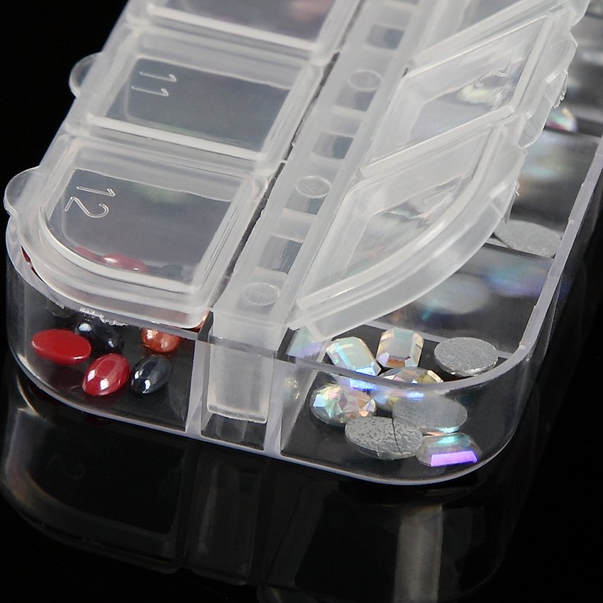12 Slots Nail Art Decorations Storage Box Diamond Painting Kits Nail Art Rhinestone Tools Jewelry Beads Storage Boxes