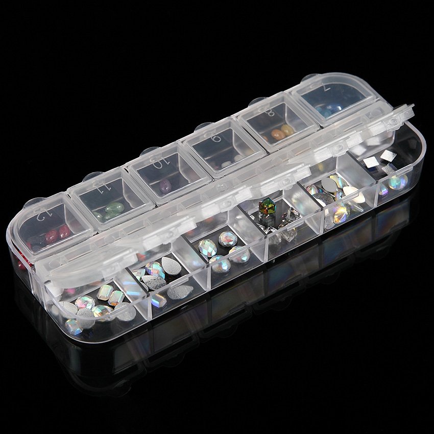 12 Slots Nail Art Decorations Storage Box Diamond Painting Kits Nail Art Rhinestone Tools Jewelry Beads Storage Boxes
