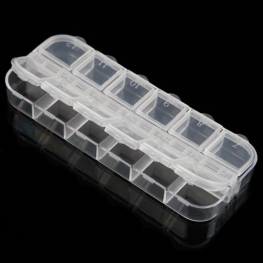 12 Slots Nail Art Decorations Storage Box Diamond Painting Kits Nail Art Rhinestone Tools Jewelry Beads Storage Boxes