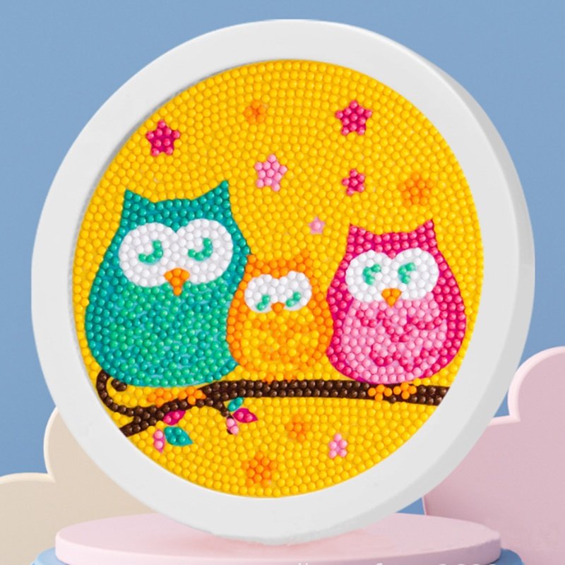 Small size cartoon owl diy diamond art puzzle diamond painting kit for kids crystal art painting