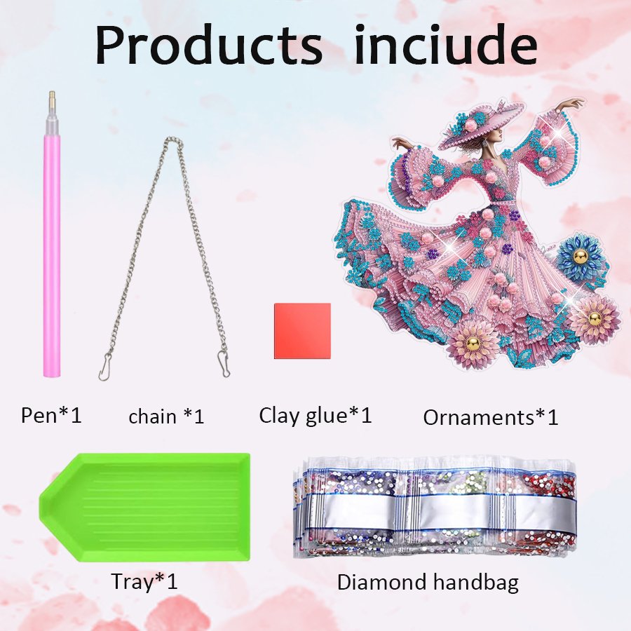 Woman Diamond Painting Kits Hanging Pendant,Dancing Girl Diamond Art Hanging Sign DIY Special Shaped Crystal Wreath Ornaments
