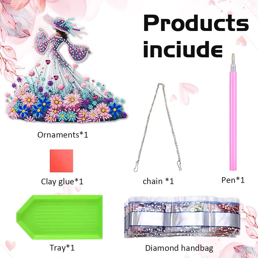 Woman Diamond Painting Kits Hanging Pendant,Dancing Girl Diamond Art Hanging Sign DIY Special Shaped Crystal Wreath Ornaments