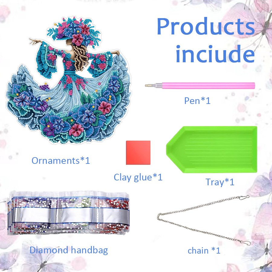 Woman Diamond Painting Kits Hanging Pendant,Dancing Girl Diamond Art Hanging Sign DIY Special Shaped Crystal Wreath Ornaments