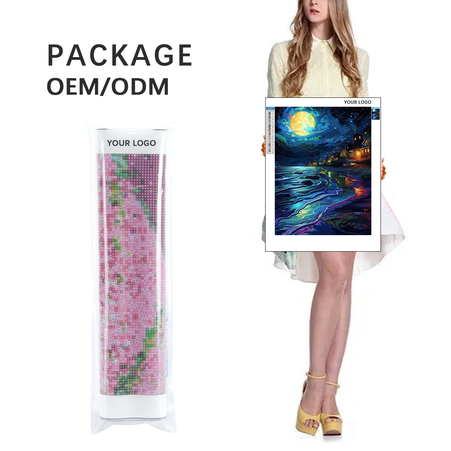 Custom Diamond Painting Art Kits Home Decoration Bright Moon Scenery Modern Wall Art DIY 5D Diamond Painting Crystals Painting