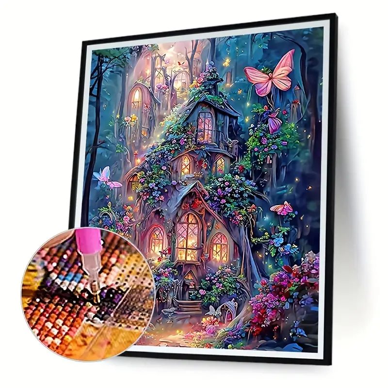Deluxe 20x30cm/7.87x11.8in Adult Diamond Painting Kit 5D DIY Wall Decor Art Craft Unique Castle Design Home Relaxing Painting