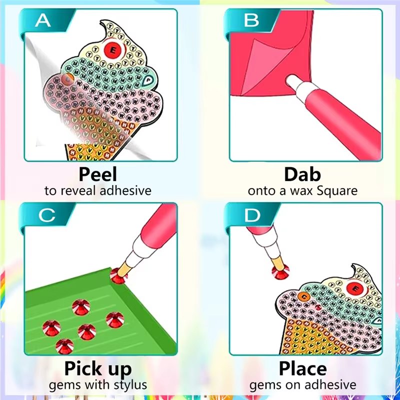 DIY Diamond Painting Sticker Kits for Kids Cute Cactus Pot 5d Stickers Diamond Art Round Drills Sticker Diamond Painting