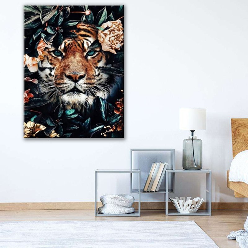 Factory Price Diamond Painting Custom Resin Animal Pattern Tiger and Leaves Diamond Art Painting 5d Diamond Painting for Adults