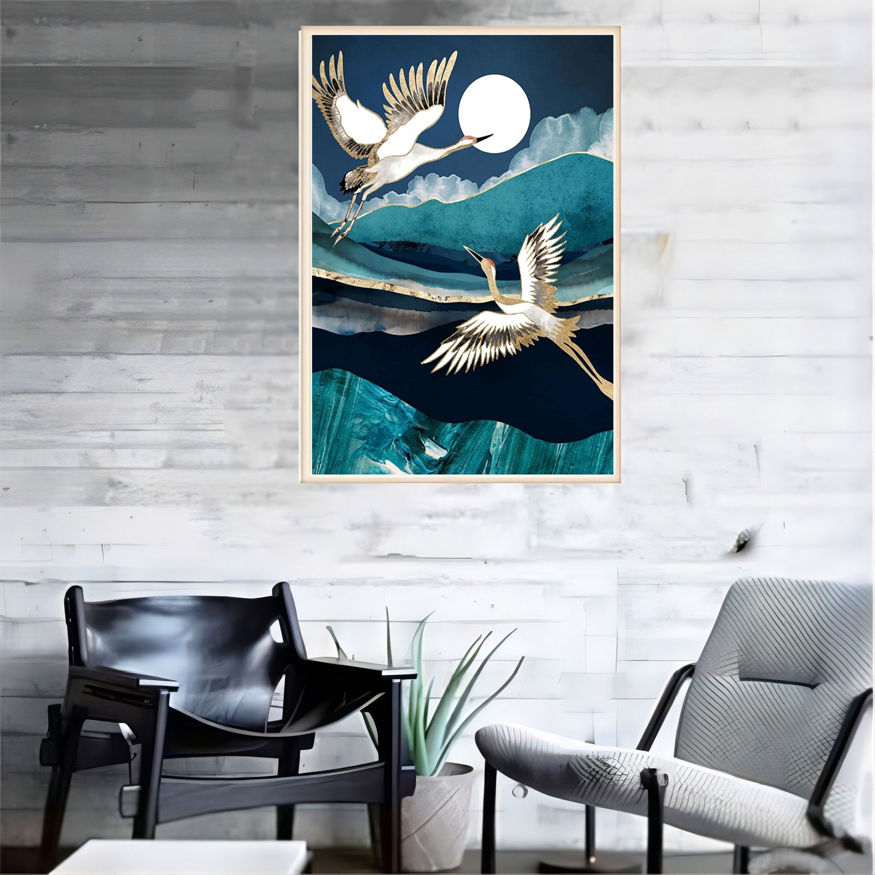 Chinese Style 5D Diamond Art Kits for Adults White Crane Diamond Dots Paint with Diamonds Wall Decor