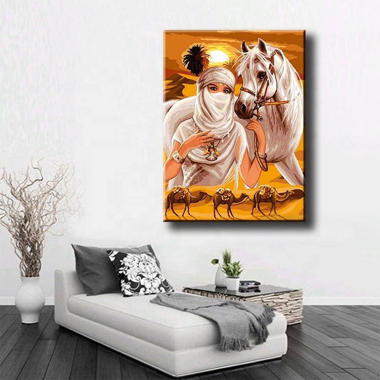 Ever Moment Diamond Painting Woman Horse Desert Camel Sunset 5D DIY Full Square Decor 3F666