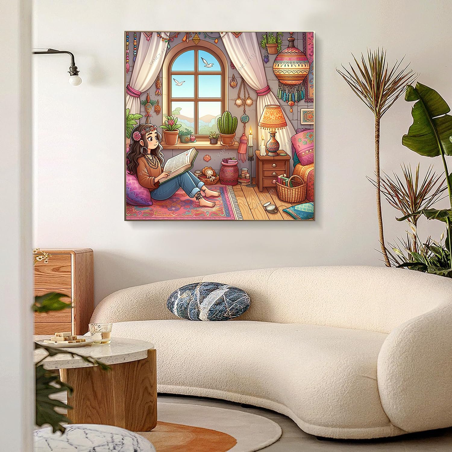 VANCY ARTS DIY 5D Diamond Painting Kit Girl Reading Diamond Painting Resin Square or Round