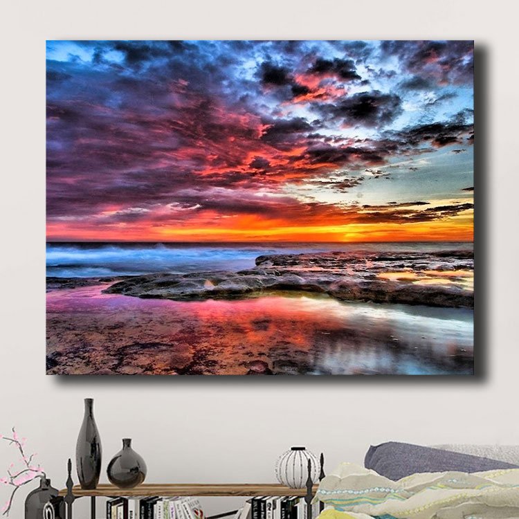 Ever Moment Diamond Painting Handmade 5D DIY Sea Subset Flower Tree Full Square Drill Rhinestone Diamond Embroidery S2F2452