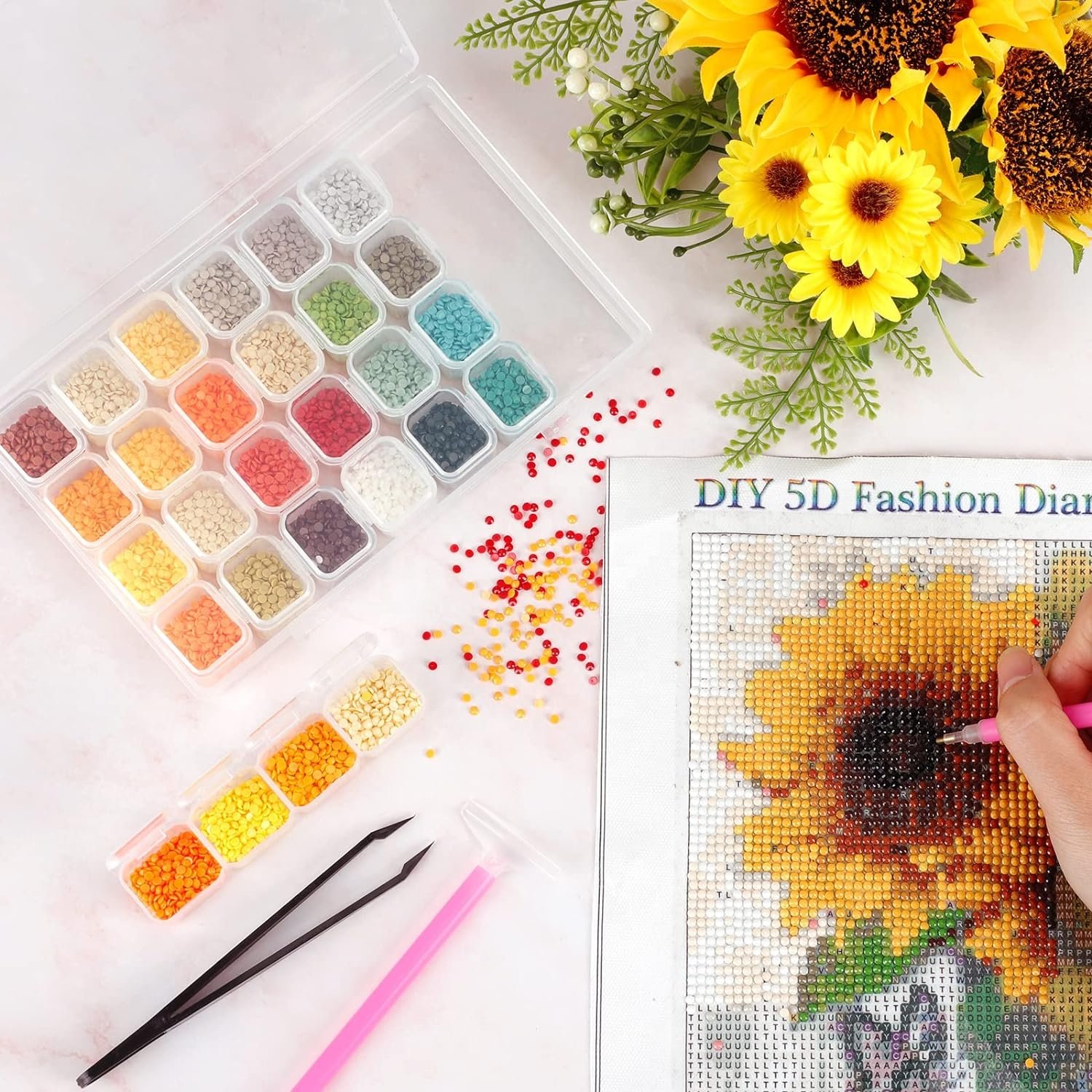 Seeds Storage box 28 Grids Diamond Painting Boxes Diamond Art Accessories Plastic Organizer Bead Organizer