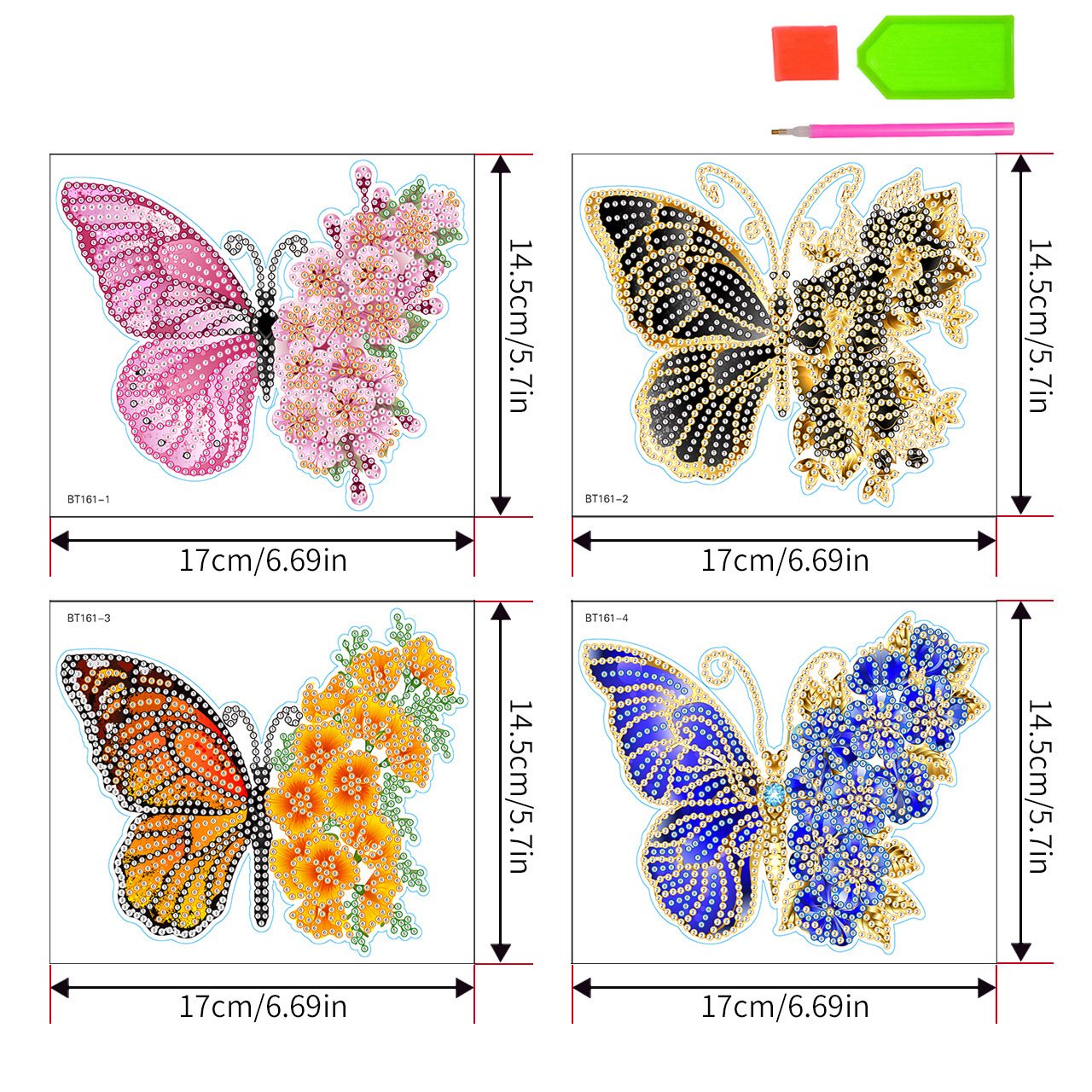 Hot Selling Butterfly Animal Decorations Cartoon Animal Stickers DIY Butterfly Diamond Painting Ornament