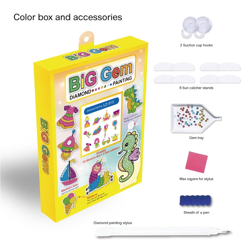 Crystal Diamond Painting Stickers Kits Food Stickers Cake Diamond Stickers 5D Ice cream Child Puzzle Color Box