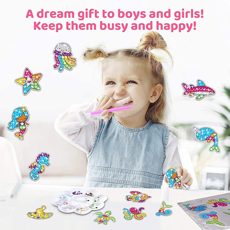 Crystal Diamond Painting Stickers Kits Food Stickers Cake Diamond Stickers 5D Ice cream Child Puzzle Color Box