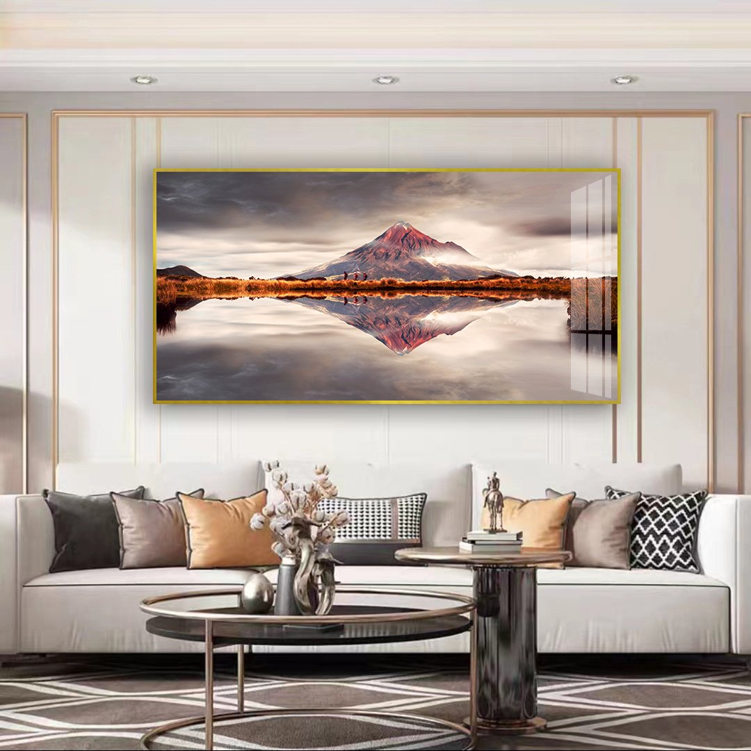 Sea view landscape horizontal minimalist living room decoration painting background wall crystal porcelain painting